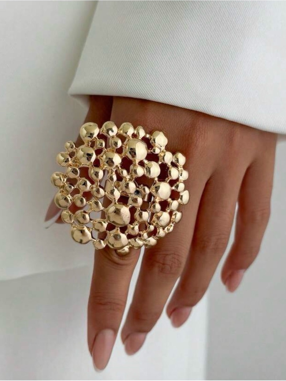 Gold Bubble Cluster Necklace and Ring - Picture 4 of 4